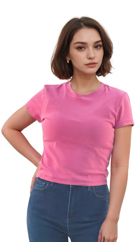 Women's Slim Fit Half Sleeve T-Shirt - Pink