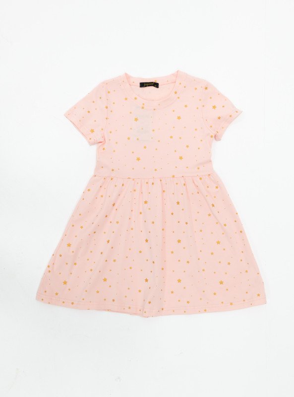 Girls’ Star Print Everyday Dress - LightPink