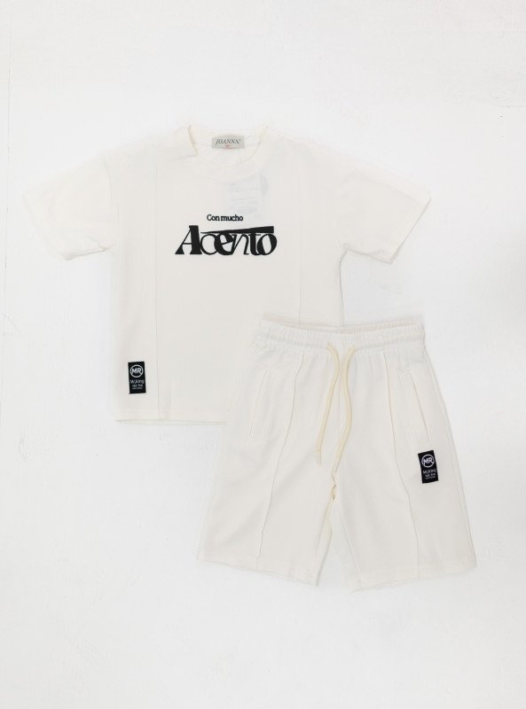 Boys’ Printed Cotton Summer Set – “Acento” Style - White