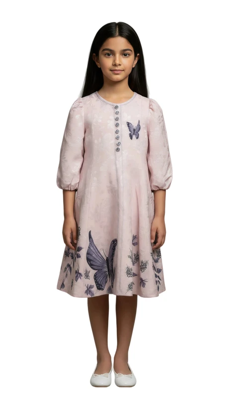 Girl's Enchanted Butterfly Blossom Dress - Pink
