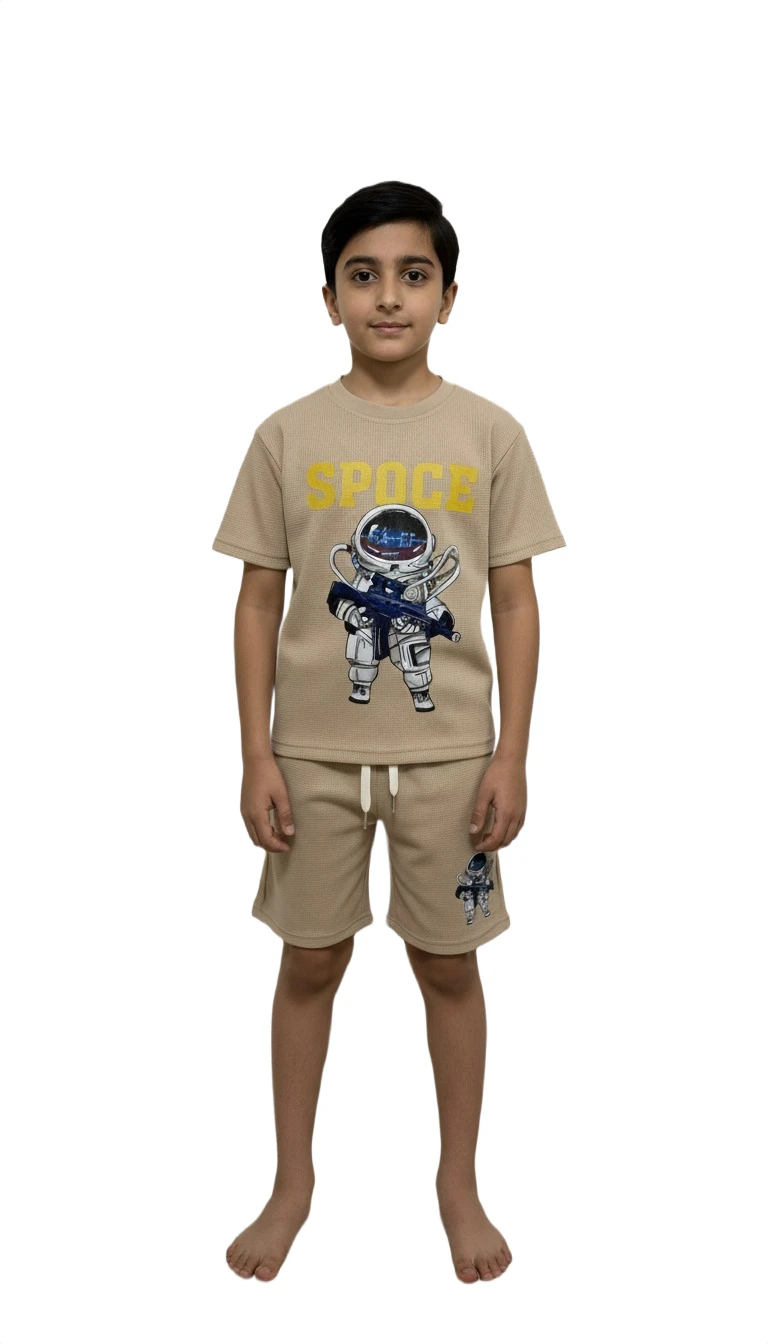 Astro Adventure Tee & Short Set - Beige