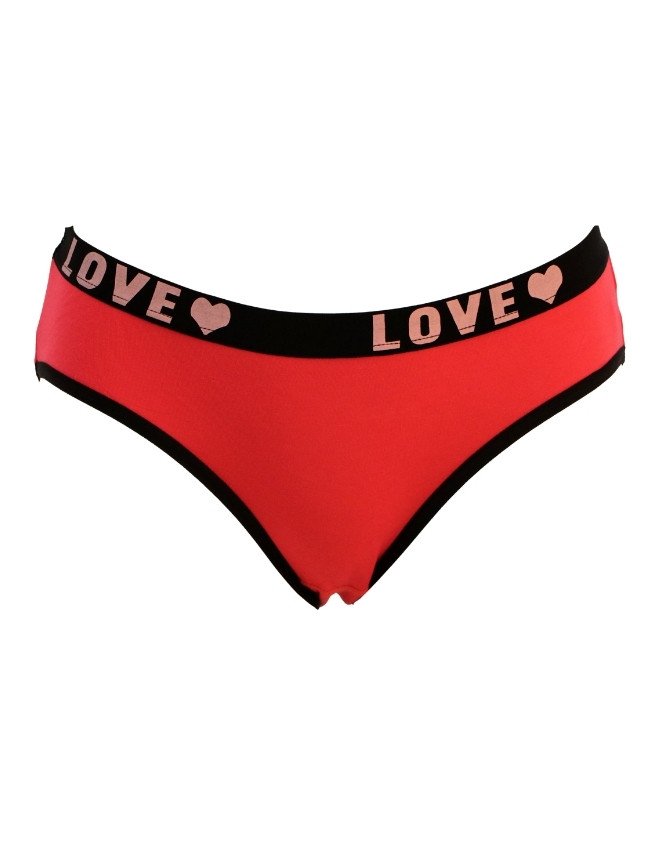 JOANNA Women's Love Two Tone Design Bikini 3-Pack Panties, Multicolor - Red
