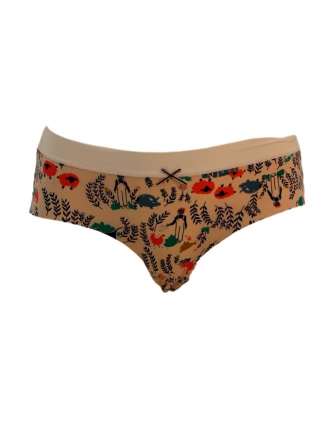 JOANNA Women's Animal & Floral Design Mid Rise 3-Pack Panties, Multicolor - Beige