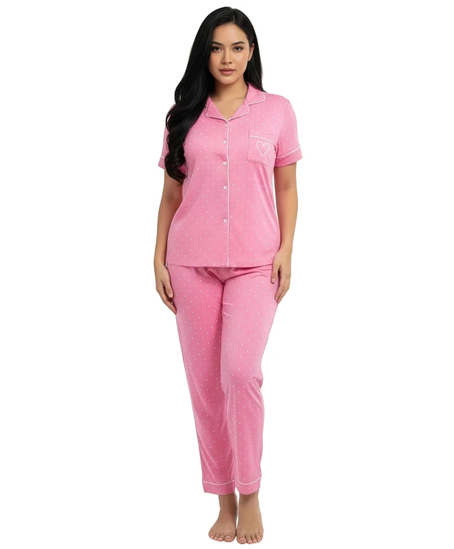 292382  Women's Heart Print Sleep Set - Pink