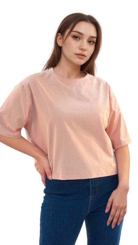 Women's Oversized Crew Neck Short Sleeve T-Shirt - Pink