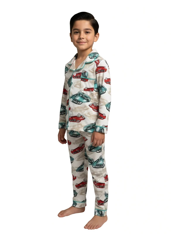 Classic Car Comfort Pajamas for Boys - Green