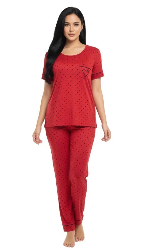 Women's Sweetheart Polka Dot Pajama Set - Red