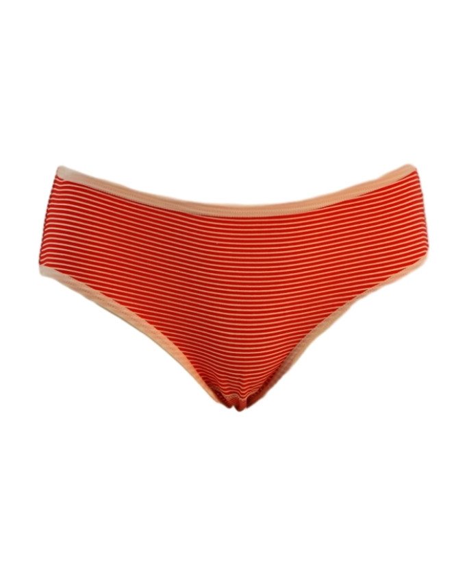 Women's Heart & Stripe Design Mid Rise 6-Pack Panties, Multicolor - OrangeRed