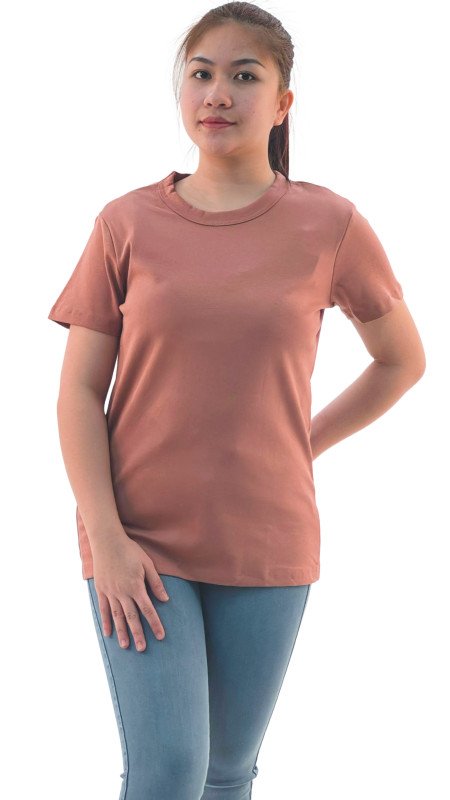 Women's Crew Neck Regular Fit Short Sleeve T-Shirt - Brown