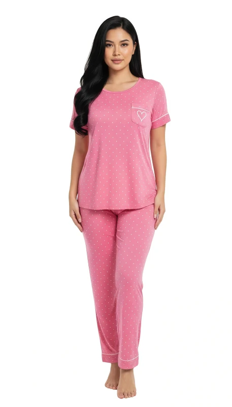 Women's Sweetheart Polka Dot Pajama Set - Pink