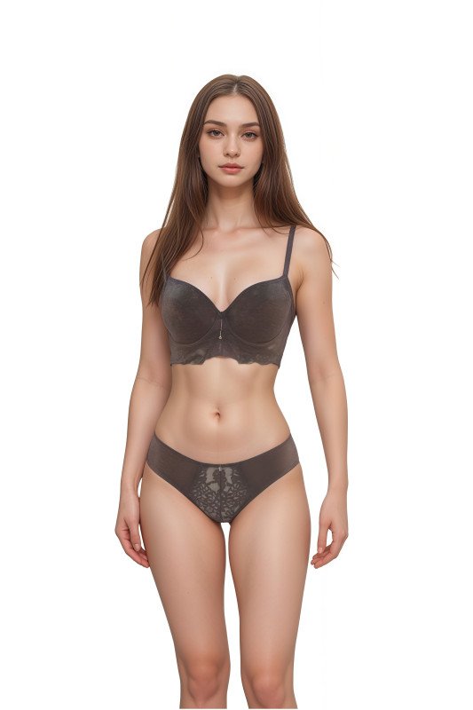 Women's Everyday Comfortable Bra & Panty Set Seamless, Breathable, and Lightweight Lingerie for Daily Wear Full Coverage Bra for Women - Brown