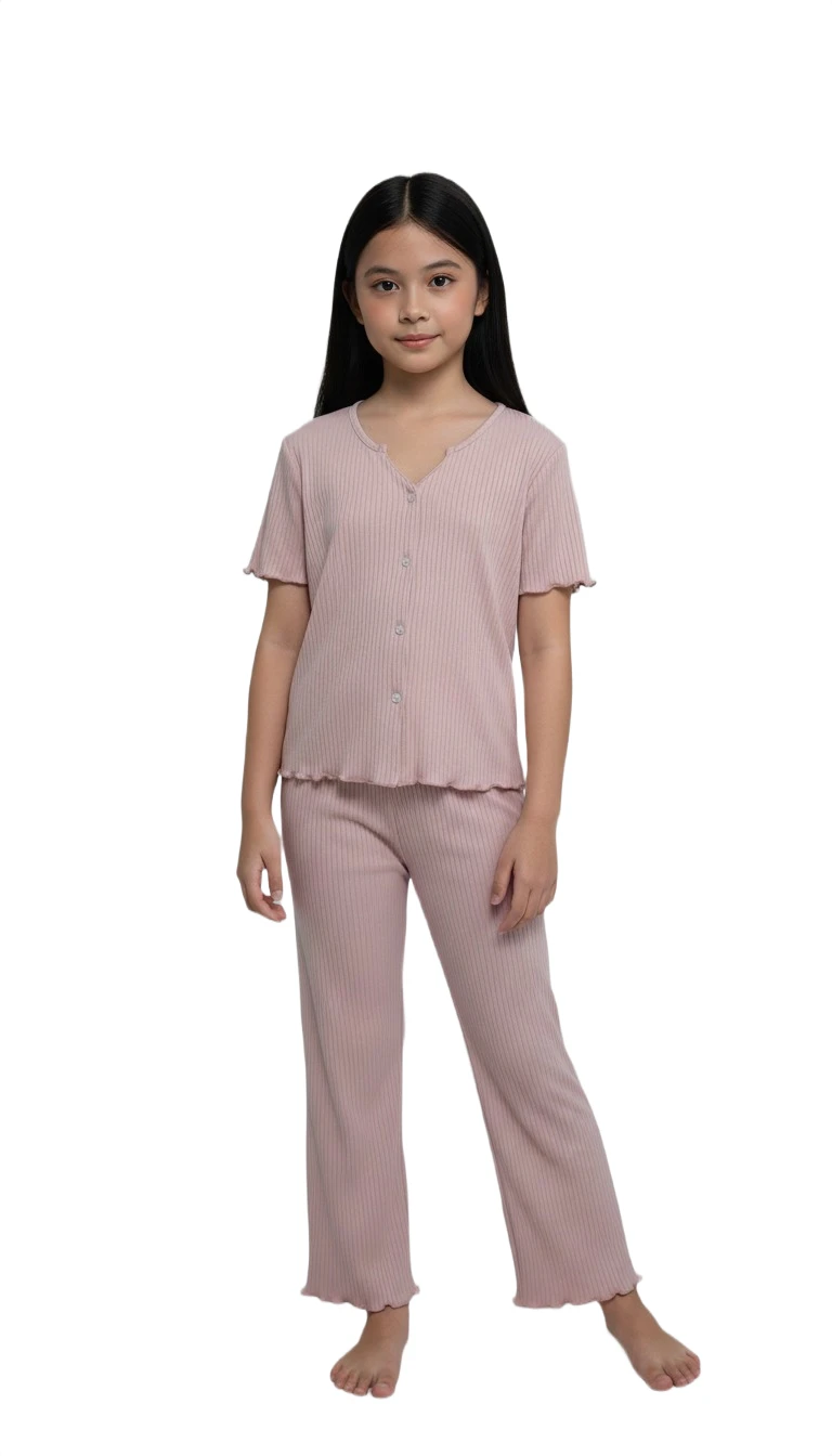 Little Ribbed Dreamer Pajama Set - Pink