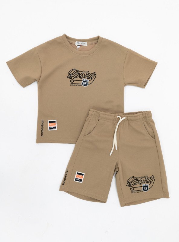 Boys' Sport Graphic Cotton Summer Set - Brown