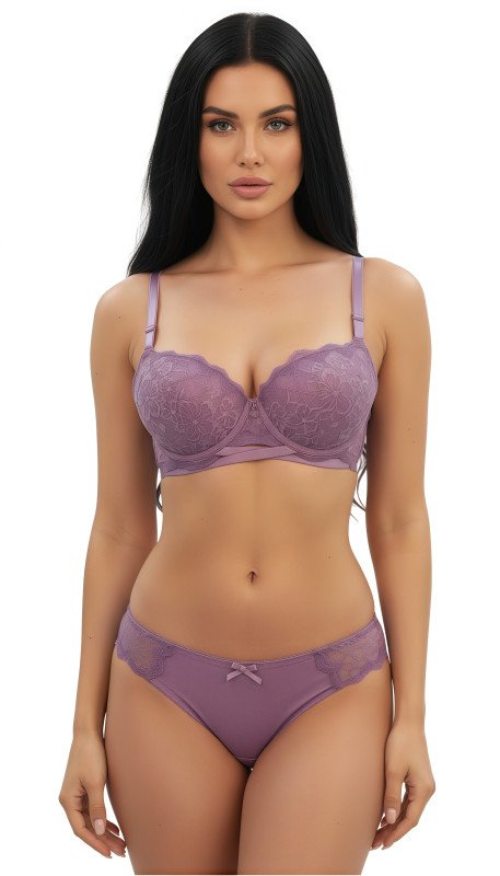 Women's Everyday Comfortable Bra & Panty Set Seamless, Breathable, and Lightweight Lingerie for Daily Wear Full Coverage Bra for Women - Purple