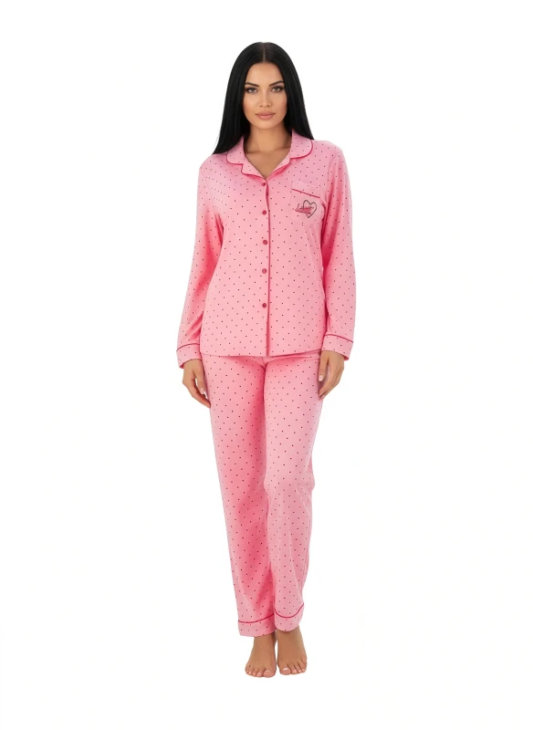 Women Sweet Dreams Polka Dot Pajama Set - Pink