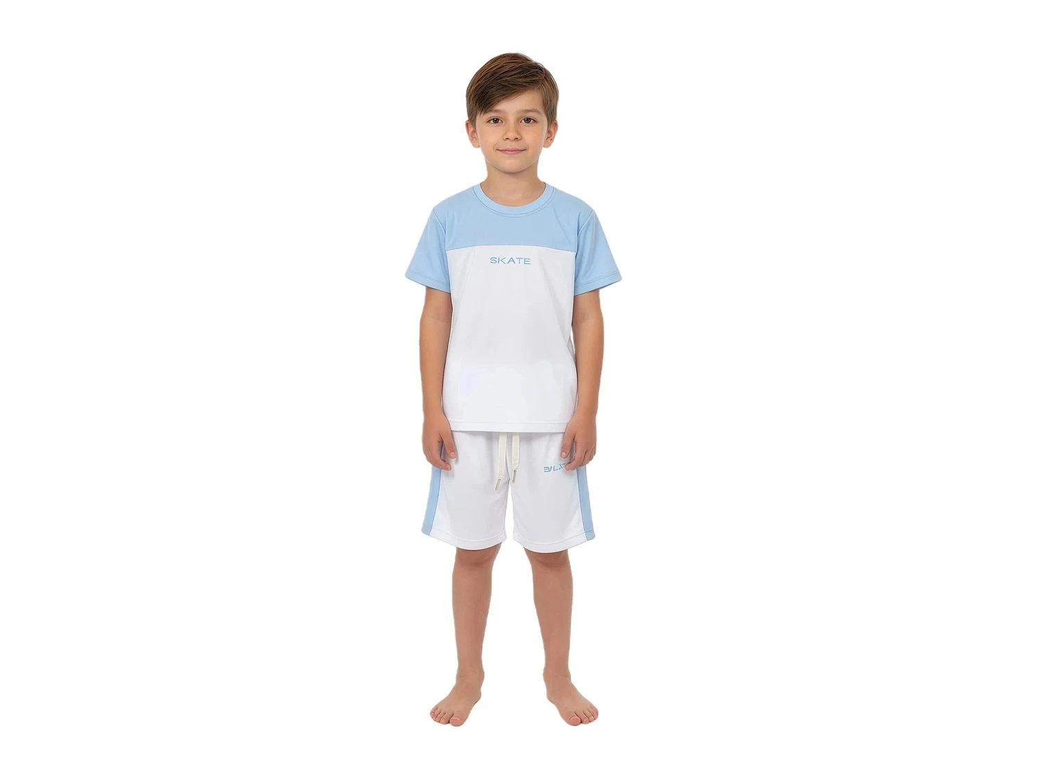 Boys' SKATE Print T-Shirt and Shorts Set - LightBlue