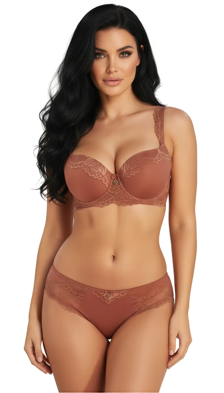 Women's Everyday Comfortable Bra & Panty Set, Seamless, Breathable, Lightweight Lingerie for Daily Wear | Full Coverage Bra for Women - LightBrown