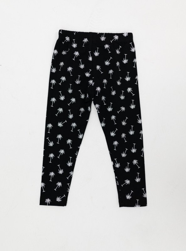 Girls’ Printed Cotton Leggings – Assorted Black Styles - Black