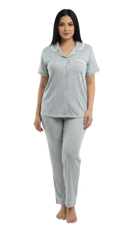 Women's Classic Stripe Serenity Pajama Set - Gray