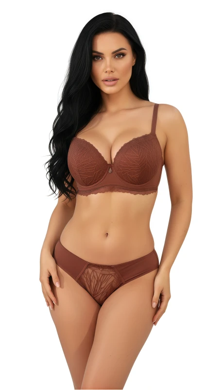 Women's Everyday Comfortable Bra & Panty Set Seamless, Breathable, and Lightweight Lingerie for Daily Wear Full Coverage Bra for Women - Brown