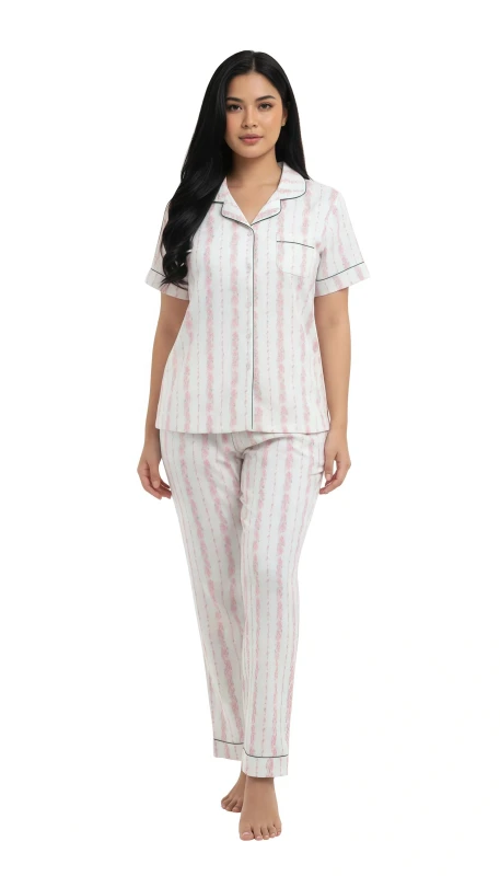 Women's Garden Stripe Comfort Set - White