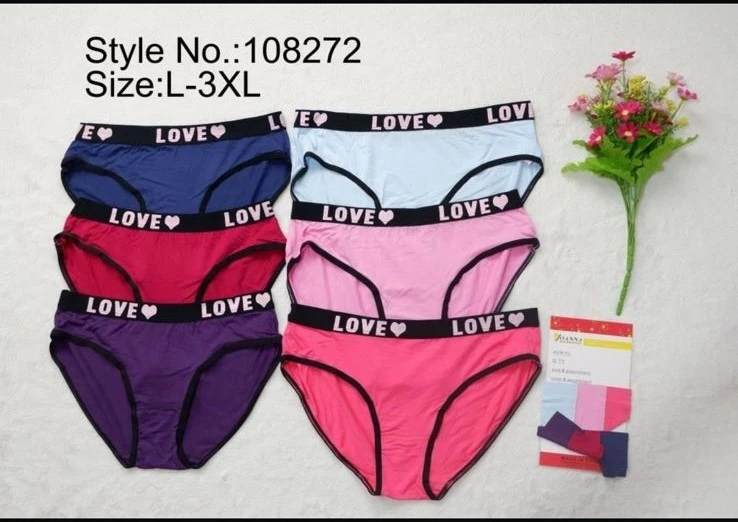 JOANNA 108272 3 pieces Women's Comfort Cotton Brief Underwear, "LOVE" Elastic Waistband Panties (1-Pack in 3) – Assorted Colors - White