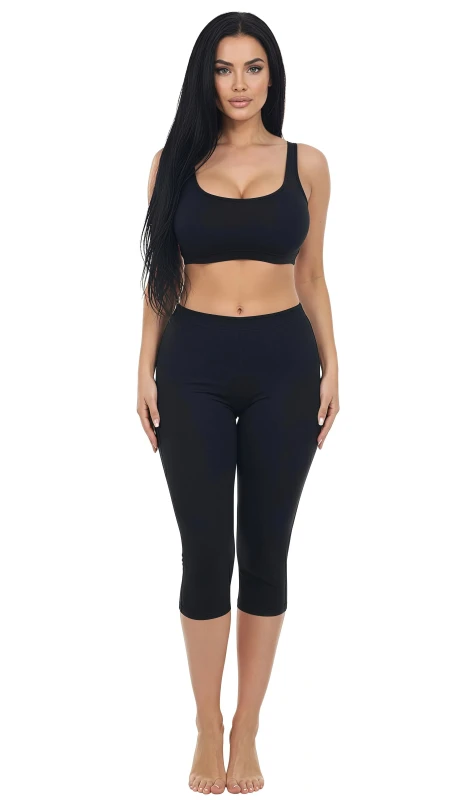Women's Comfort Stretch Mid-Calf Activewear Leggings - Black