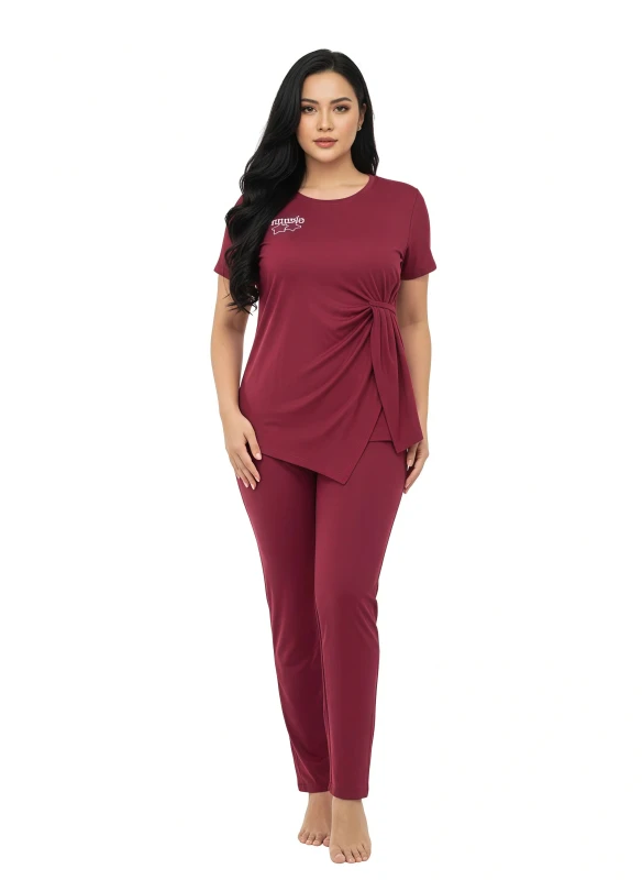281921T  Ladies' Tie Pajama Set - Maroon