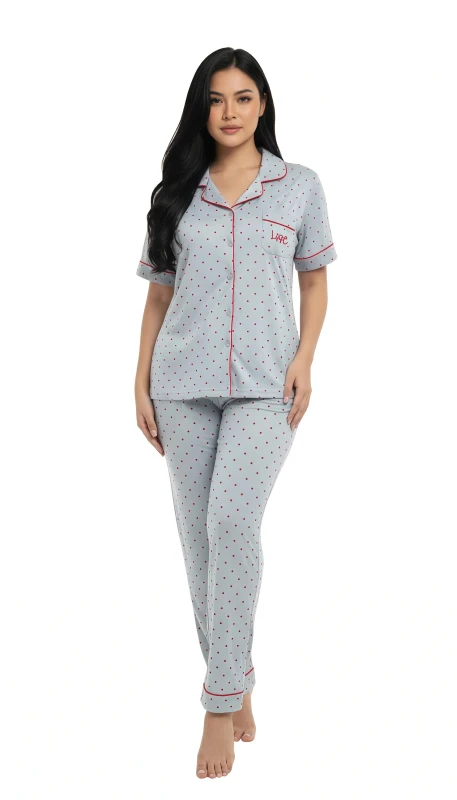 Women's Love Dot Pajama Set - Gray